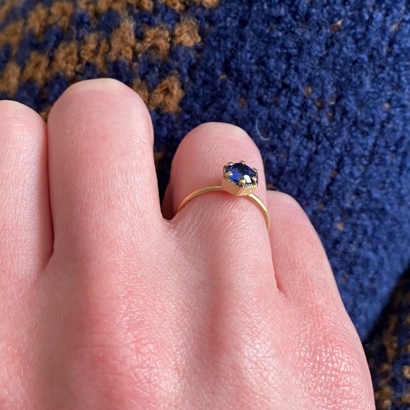 Satomi Kawakita Sapphire Hexagon Solitaire Ring - Picture 9 of 9